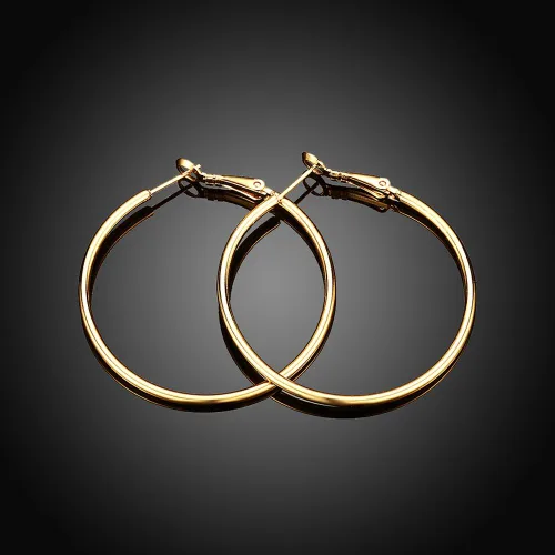 Vista 6 de Aretes de aro de oro, aretes redondos chapados en oro de 18 quilates para mujer
