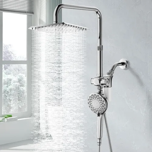 Vista 8 de SINGSUO Filtered Rain Shower Head with Handheld Spray Combo, High Pressure Dual Shower Head with Filter for Hard Water, Modern Magnetix Double