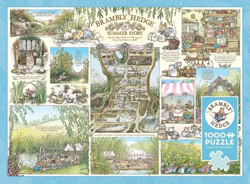 Vista 5 de Cobble Hill - Rompecabezas de 1000 piezas, historia de verano de Brambly Hedge, póster de muestra incluido