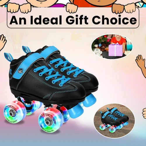 Vista 6 de Sure-Grip Sugar & Spice - Patines de ruedas para niños, botas de vinilo duraderas con acolchado cómodo, cuentan con ruedas iluminadas
