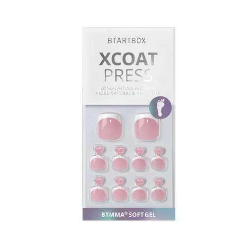 Vista 5 de BTArtbox - Uñas postizas para los dedos del pie, puntas francesas blancas cortas, uña postiza cuadrada para mujeres, uña postiza ligera con A-Gracia