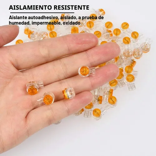 Vista 3 de BUYGOO 200 unids impermeable gel relleno naranja claro botón teléfono conectores UY empalme a tope conector K1 cable de red terminales