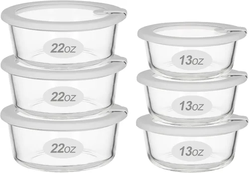 Vista 9 de Contenedores de vidrio para alimentos con tapa de vidrio, juego de recipientes de almacenamiento de alimentos aptos para microondas, 2 paquetes
