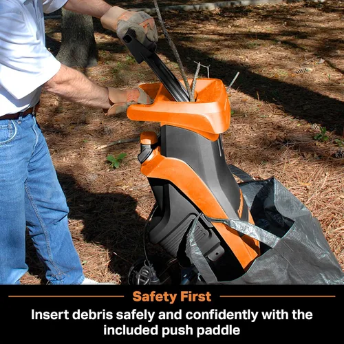 Vista 2 de LawnMaster FD1501 trituradora eléctrica de madera 15 amperios, diámetro de corte de 1.5 pulgadas, reducción máxima 10:1
