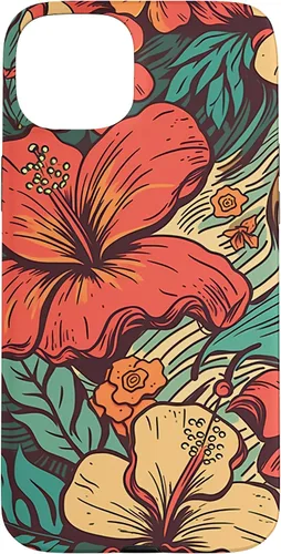 Vista 9 de iPhone 16 Vintage Hawaii Hibiscus Pattern Retro Tropical Hawaiian Case