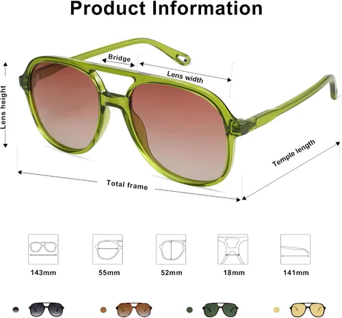 Vista 4 de SOJOS Lentes de sol estilo aviador polarizados retro para mujeres y hombres, clásicos de los años 70, estilo vintage de los años 70, cuadrados