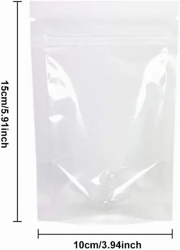 Vista 2 de Paquete de 100 bolsas transparentes de pie con cremallera, bolsa de embalaje de alimentos de frutas secas, bolsa de sellado transparente a prueba