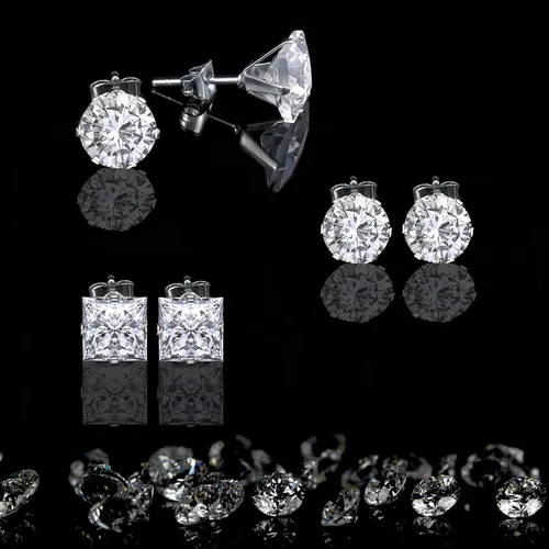 Vista 2 de Stud Earrings Set LUCKYPADS 12 Pairs Stud Earrings for Women Hypoallergenic Stainless Steel Stud Earrings Pack Men Earrings Stud with Cubic Zirconia