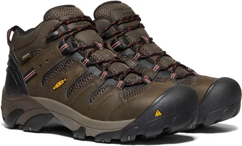 Vista 3 de KEEN Utility Lansing Mid Steel Toe Botas de trabajo impermeables para hombre marrón (Cascade Brown/Brindle)