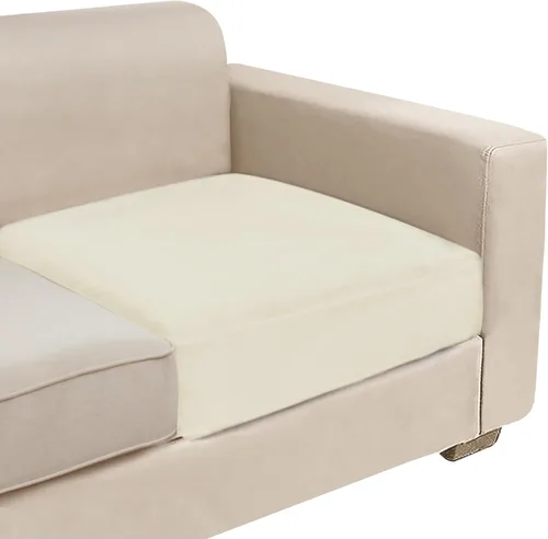 Vista 18 de NAISI Fundas de cojín de sofá de terciopelo elásticas de 1 pieza, fundas de asiento de sofá o respaldo, fundas suaves individuales para sofá Beige