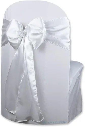 Vista 25 de Funda de satén para silla con lazo – Elegantes fajas para bodas, banquetes, recepciones, eventos especiales, restaurantes y fiestas – 28 opciones