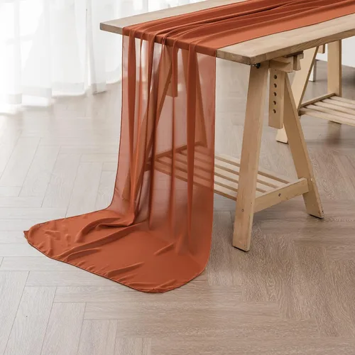 Vista 2 de Paquete de 2 caminos de mesa de gasa de 10 pies de 29 x 120 pulgadas, camino de mesa romántico transparente para boda, fiesta de cumpleaños