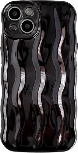 Vista 8 de Caseative Funda para iPhone 13, azul Patrón de ondulación de agua Marco de onda rizada suave