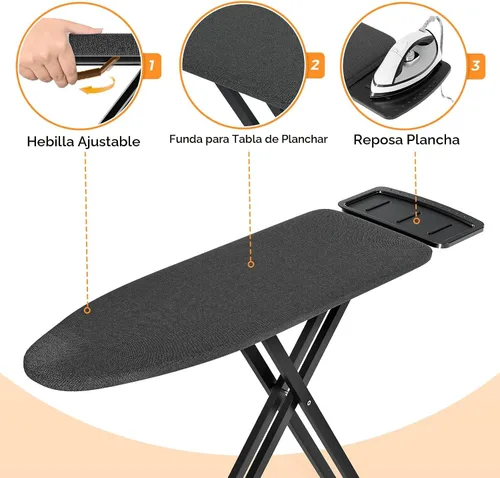 Vista 5 de APEXCHASER Tabla de Planchar de Tamaño Completo, Conjunto de Tabla de Planchar y Plancha con Altura Ajustable, Tablas de Planchar Plegables