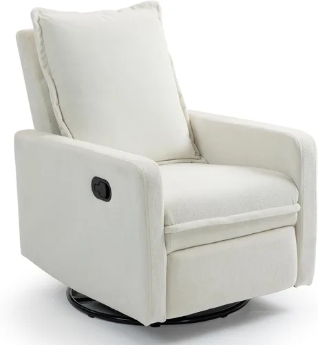 Vista 8 de Mecedora giratoria para cuarto de bebé, reclinable, mecedora giratoria manual, cómoda, sillas de sala de estar (marrón)