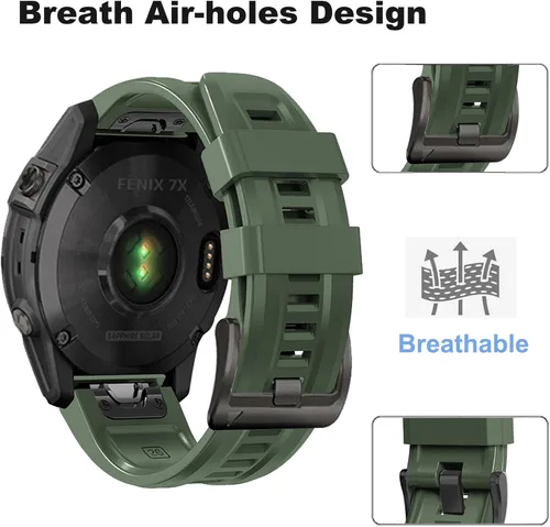 Vista 3 de Threeeggs Correa de reloj Quickfit de 1.024 in para Garmin Fenix 7X 6X 5X, correa de silicona para Fenix 8 2.008 in, Fenix 3/3 Sapphire, Descent