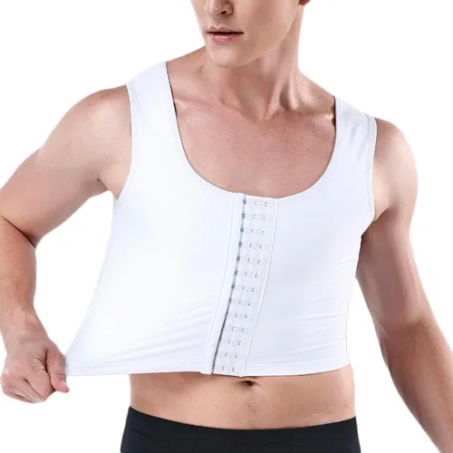 Vista 4 de Chaleco de compresión para hombre, fajas de entrenamiento para hombre, soporte de espalda, ginecomastia