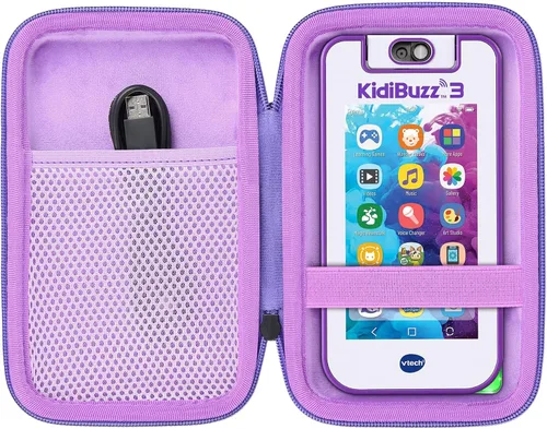 Vista 9 de co2CREA Funda rígida de repuesto para VTech KidiBuzz 3 / KidiBuzz G2 para niños Electrónica Smart Device KidiConnect (funda negra + interior gris)