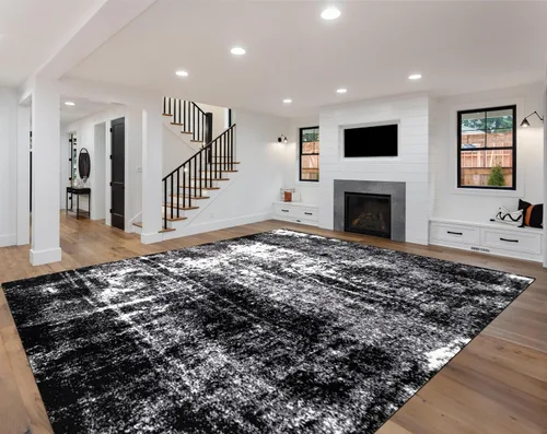 Vista 12 de Keen Home Design Alfombras de Área - 2x3 Que No Se Desprenden, Alfombras Abstractas para Cocina, Sala de Estar, Dormitorio, Comedor, Entrada Negro