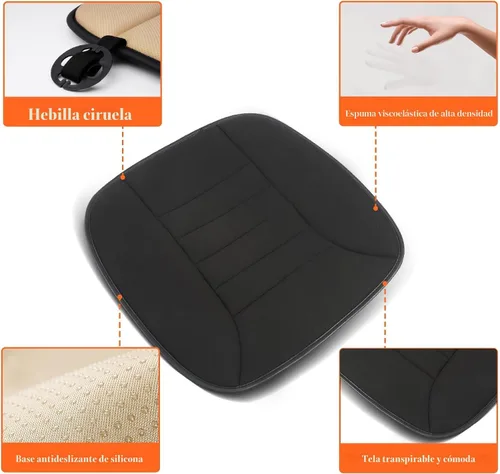 Vista 4 de kingphenix Cojín de asiento de coche con espuma viscoelástica de 1.2 pulgadas, cojín de asiento para coche y silla de oficina (negro)