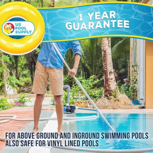 Vista 5 de U.S. Pool Supply Cabezal de Aspiradora Triangular Deluxe con Peso para Piscina con Cepillos Laterales, Conexión Giratoria, Mango EZ Clip - Para