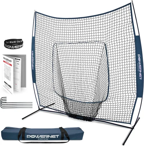 Vista 16 de PowerNet Baseball Softball Practice Net 7x7 with Baseball Accessories for Practice Pitching, Batting & Fielding, Ball Caddy, Weighted Baseballs, Tee