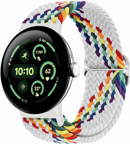 Vista 32 de Correas trenzadas Solo Loop compatibles con Google Pixel Watch 4, 3, 2, 1 de 1.61 pulgadas/1.77 pulgadas, correas elásticas ajustables de nailon
