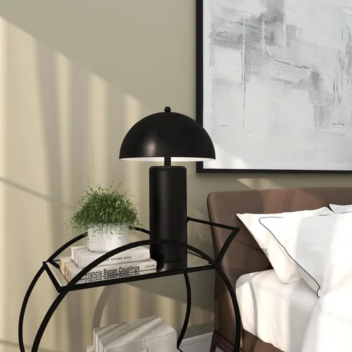 Vista 7 de Deco 79 Lámpara de mesa de metal con pantalla de cúpula, lámpara de 14 x 14 x 22 pulgadas, color negro