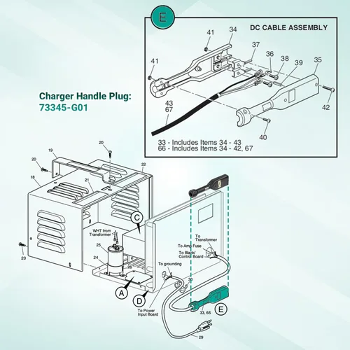 Vista 6 de DRIVE UP Golf Cart 36V Charger Plug Handle Suitable for EZGO TXT Medalist, EZGO 36V Powerwise Charger Receptacle Plug EZGO - Mango de cargador