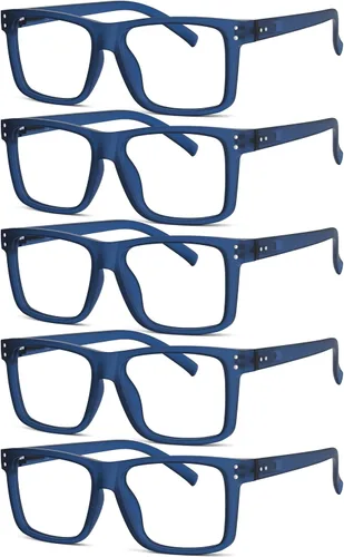 Vista 8 de Eyekepper - Pack de 5 gafas de gran tamaño con montura cuadrada, grandes, para hombres y mujeres - 3 negras y 2 negro-transparente +0.00