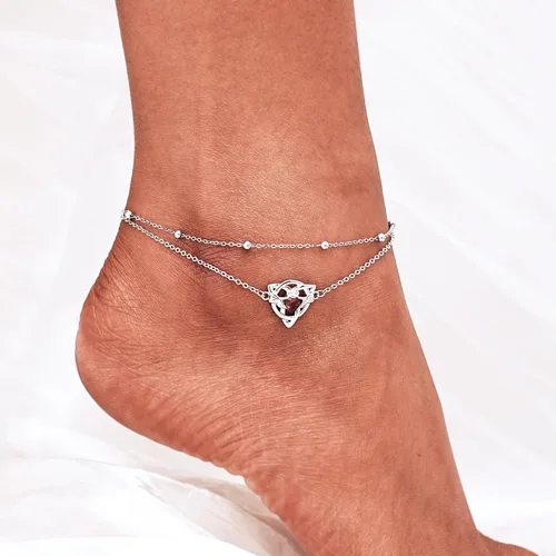 Vista 168 de CHIC & ARTSY Tobilleras delicadas de plata de ley S925 para verano, pulsera de tobillo ajustable multicapa para playa, joyería de pie para mujer
