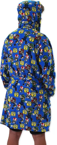 Vista 2 de Super Mario Brothers Luigi Toad - Bata de baño de felpa con capucha para adulto