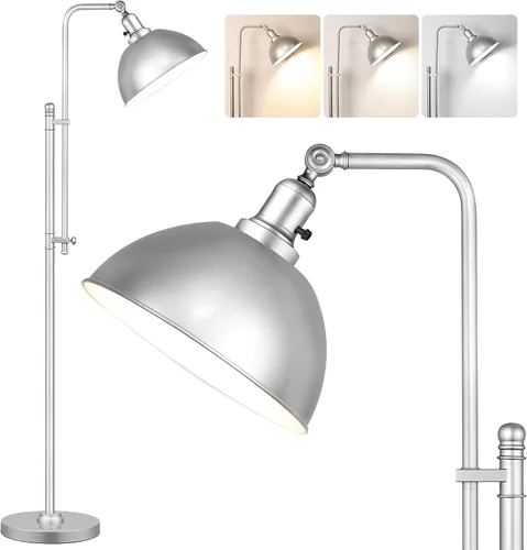 Vista 10 de PARTPHONER Lámpara de pie industrial ajustable, lámpara de lectura rústica de granja en acabado negro envejecido, lámpara de pie moderna
