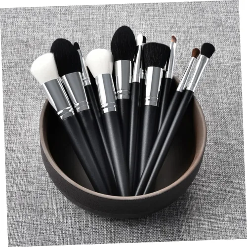 Vista 7 de POPETPOP Cepillo de prevención de maquillaje de desperdicio, cepillo de pelo de cabra para mujer, brochas de maquillaje Bling Maquillaje para mujer