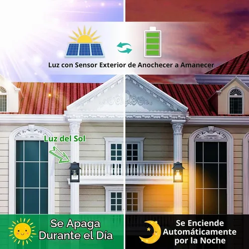 Vista 5 de Lámpara solar de pared para exteriores con 3 modos de iluminación, lámpara LED de montaje de pared del atardecer al amanecer, sensor de movimiento