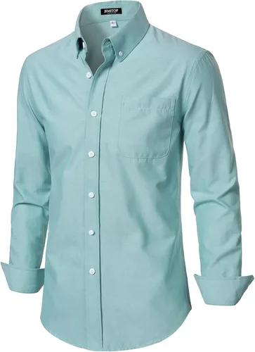 Vista 3 de JEMITOP Camisas de manga larga Oxford ligeras para hombre