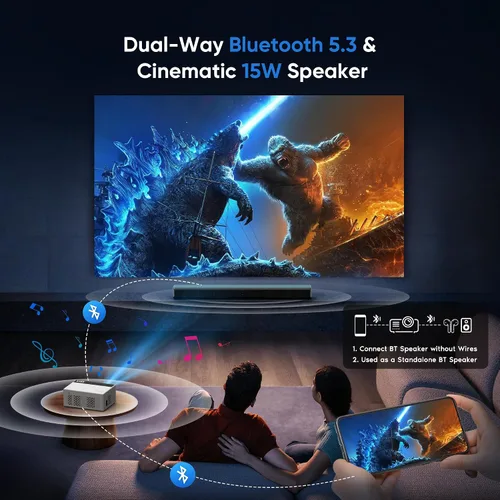 Vista 12 de TMY Mini proyector, proyector Bluetooth mejorado con pantalla, proyector portátil Full HD de 1080P, proyector de películas compatible con TV Stick