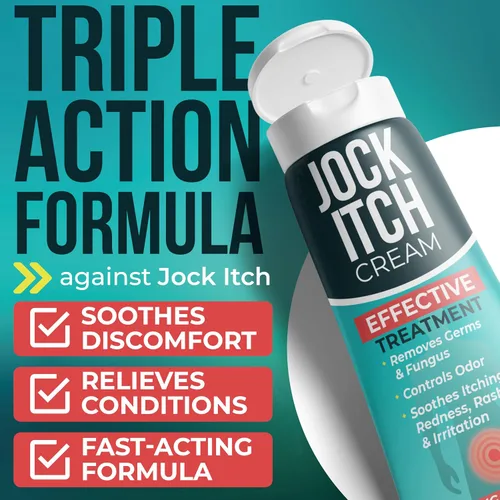 Vista 2 de Jock Itch Cream Tratamiento antifúngico extra fuerte para la ingle y los muslos internos Alivio para la picazón en la piel, tiña inguinal, tiña
