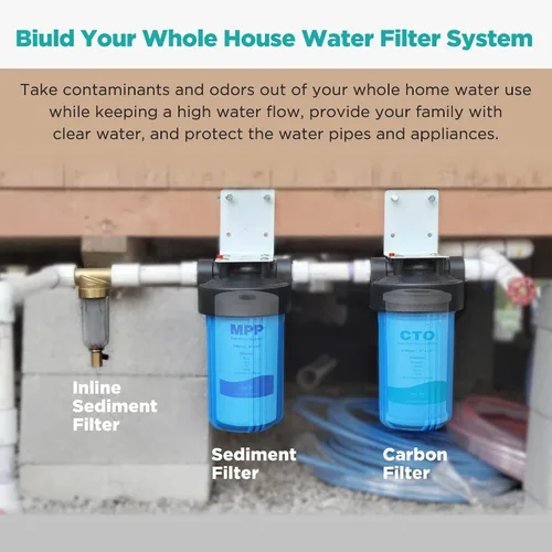 Vista 8 de SimPure Carcasa de filtro de agua para toda la casa (2 juegos) y filtro de agua de sedimentos de 5 micrones de 10 x 4.5 pulgadas (paquete de 4)