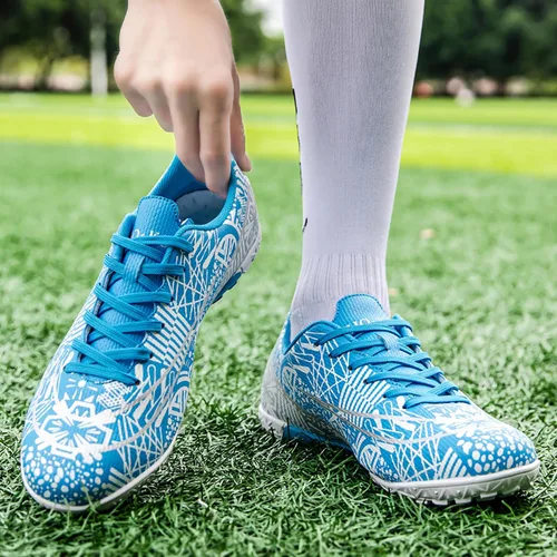 Vista 6 de DKHHN Zapatos de fútbol para hombre, bajos y con cordones, antideslizantes, para interiores, fútbol sala de fútbol americano, TF, tacos de césped