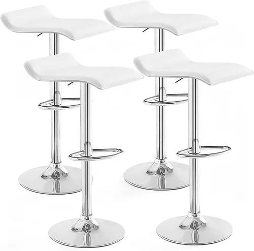 Vista 11 de VECELO Juego de 2 taburetes de bar con barra giratoria y altura ajustable, modernos taburetes de bar de PVC para cocina, bar, comedor, sala de Negro