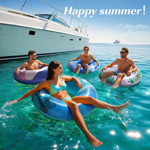 Vista 7 de HeySplash Tubos de piscina para adultos, flotadores grandes de piscina de 42 pulgadas con asas, anillos inflables de natación, flotadores divertidos