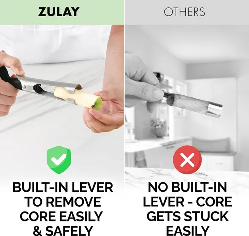 Vista 8 de Zulay Kitchen Herramienta Premium para Descorazonar Manzanas - Hojas Ultra Afiladas de Acero Inoxidable y Serradas para Descorazonar Fácilmente