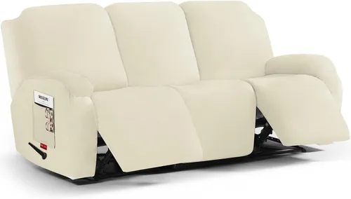 Vista 31 de 3 fundas elásticas para sillas reclinables, fundas de tela de felpa y protectores duraderos de muebles para niños y mascotas (1 plaza, negro)
