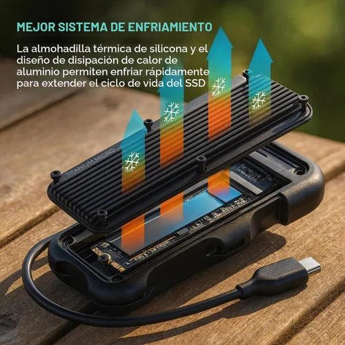 Vista 8 de Mercury SSD portátil externo 500GB 1000MB/s resistente a prueba de gotas de agua USB-C