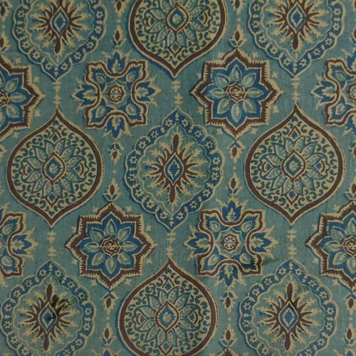Vista 18 de AVKA Studio Tela de impresión en bloque a mano por yarda - PRECORTADA 1 yarda 42 pulgadas de ancho - Material 100% algodón - Patrón floral azul