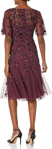 Vista 6 de Adrianna Papell Elegante vestido midi con cuentas para mujer