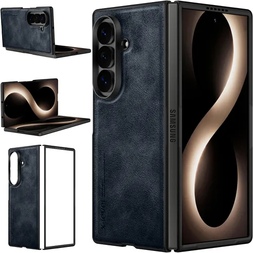 Vista 55 de X-level Funda para Samsung Galaxy Z Flip 6, delgada funda delgada de piel sintética para teléfono, TPU suave, a prueba de golpes, protección Negro