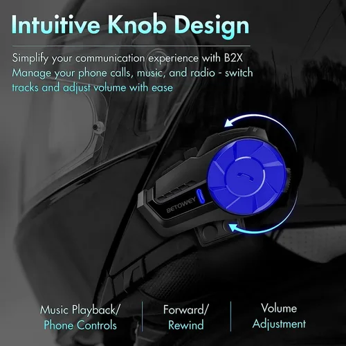 Vista 4 de Casco de motocicleta, auriculares Bluetooth, sistema de comunicación de casco B2X, intercomunicador Bluetooth de motocicleta con cancelación