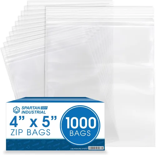 Vista 7 de Spartan Industrial - 2" X 3" (1000 unidades) 2 mil, bolsas de plástico con cierre transparente reutilizables con cierre de seguridad resellable